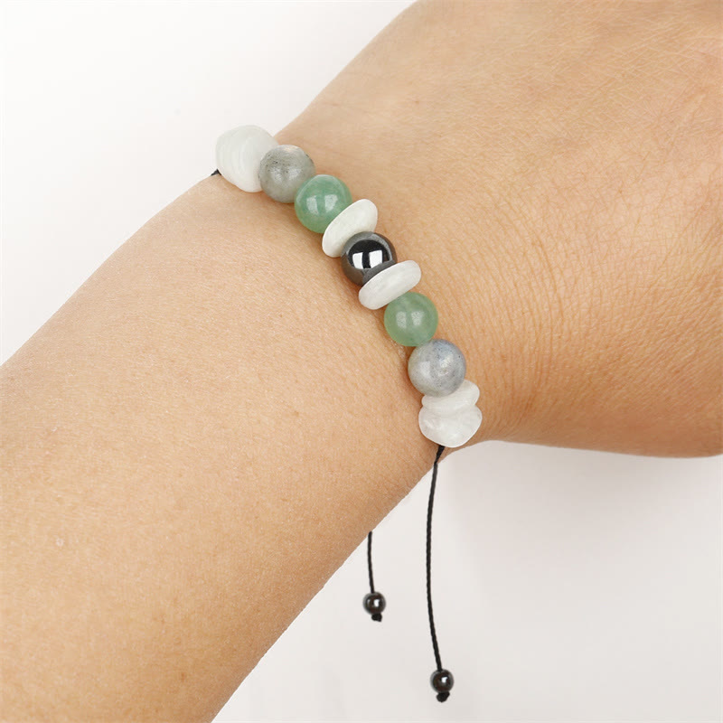 Buddha Stones Menopause Labradorit Grüner Aventurin Weißer Mondstein Heilung Armband