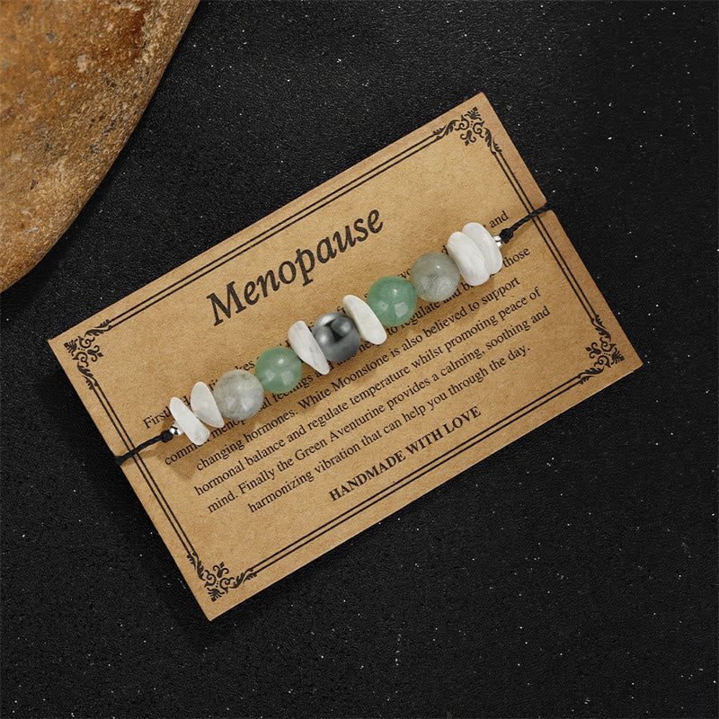 Buddha Stones Menopause Labradorit Grüner Aventurin Weißer Mondstein Heilung Armband
