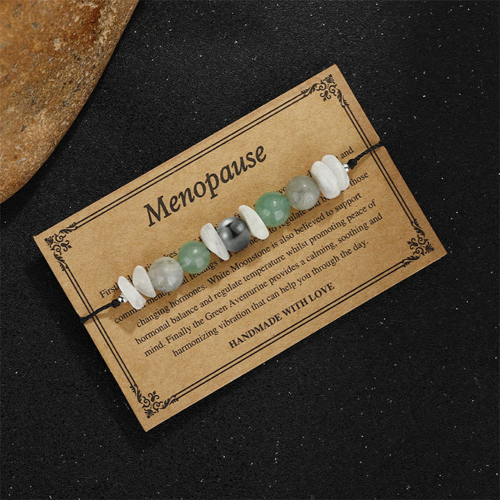 Buddha Stones Menopause Labradorit Grüner Aventurin Weißer Mondstein Heilung Armband