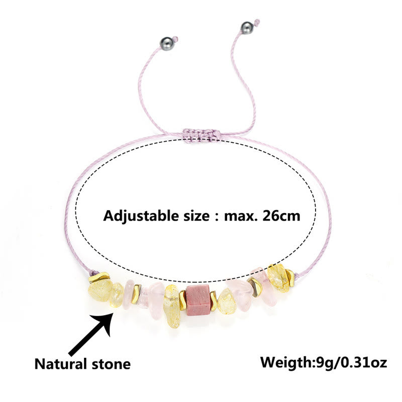 Buddha Stones Thank You Rosenquarz Citrin Rhodonit Leidenschaftliches Armband