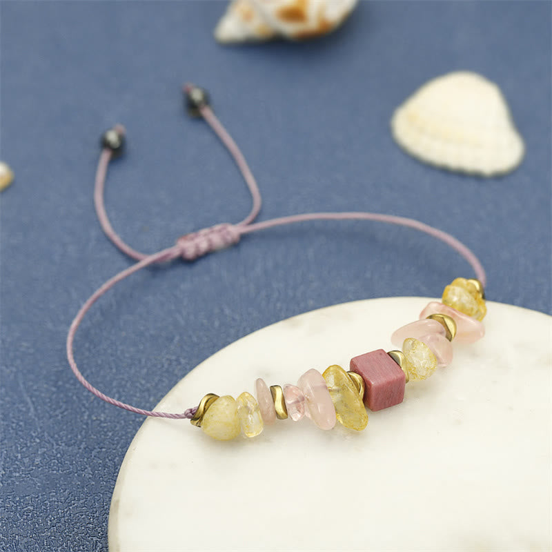 Buddha Stones Thank You Rosenquarz Citrin Rhodonit Leidenschaftliches Armband