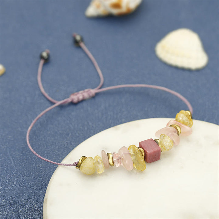 Buddha Stones Thank You Rosenquarz Citrin Rhodonit Leidenschaftliches Armband