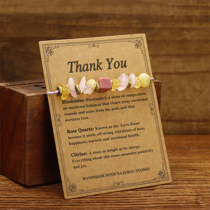Buddha Stones Thank You Rosenquarz Citrin Rhodonit Leidenschaftliches Armband