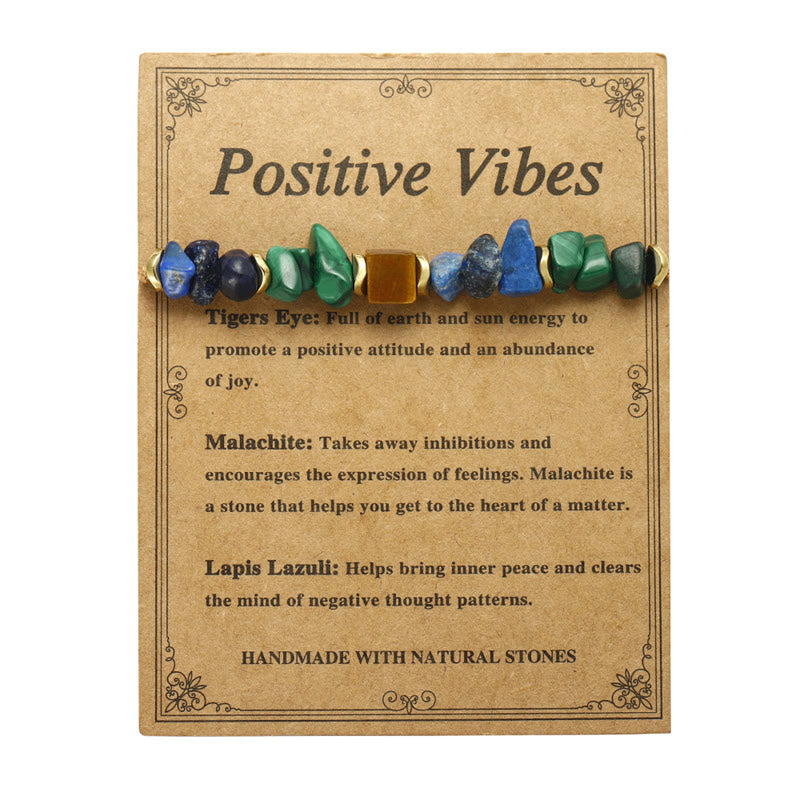 Buddha-Stein Positive Vibes Malachit Tigerauge Lazurit Anti-Angst-Armband