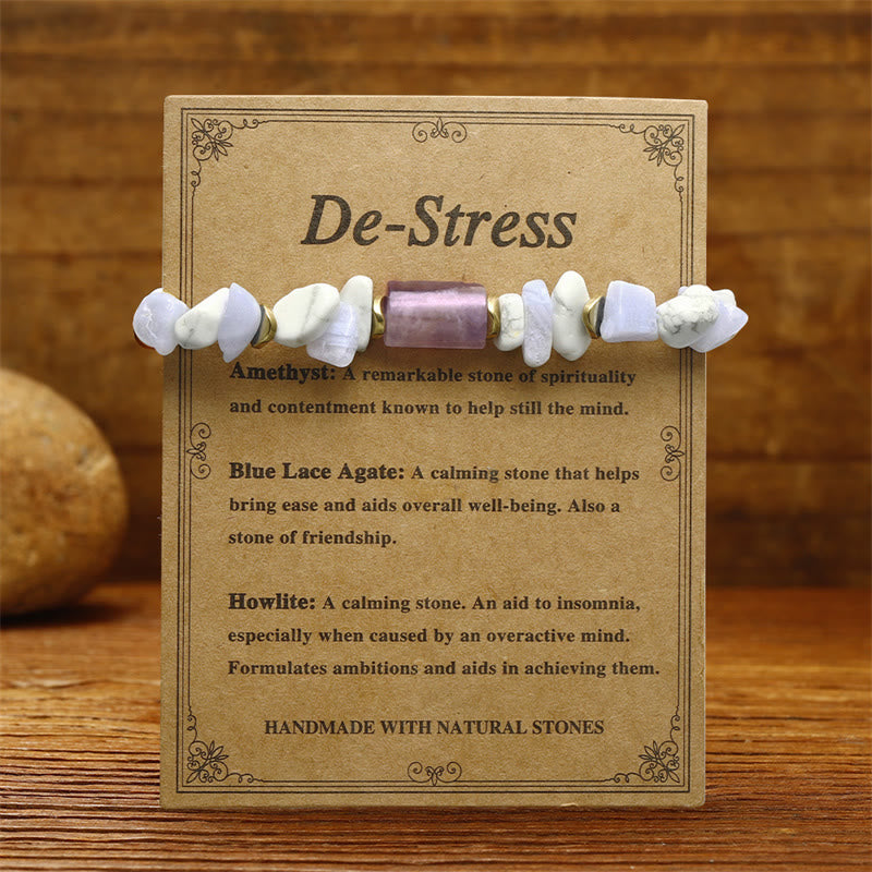 Buddha Stones De-Stress Amethyst Blaue Spitze Achat Howlith Heilung Armband
