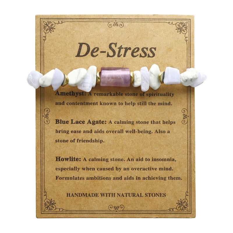 Buddha Stones De-Stress Amethyst Blaue Spitze Achat Howlith Heilung Armband