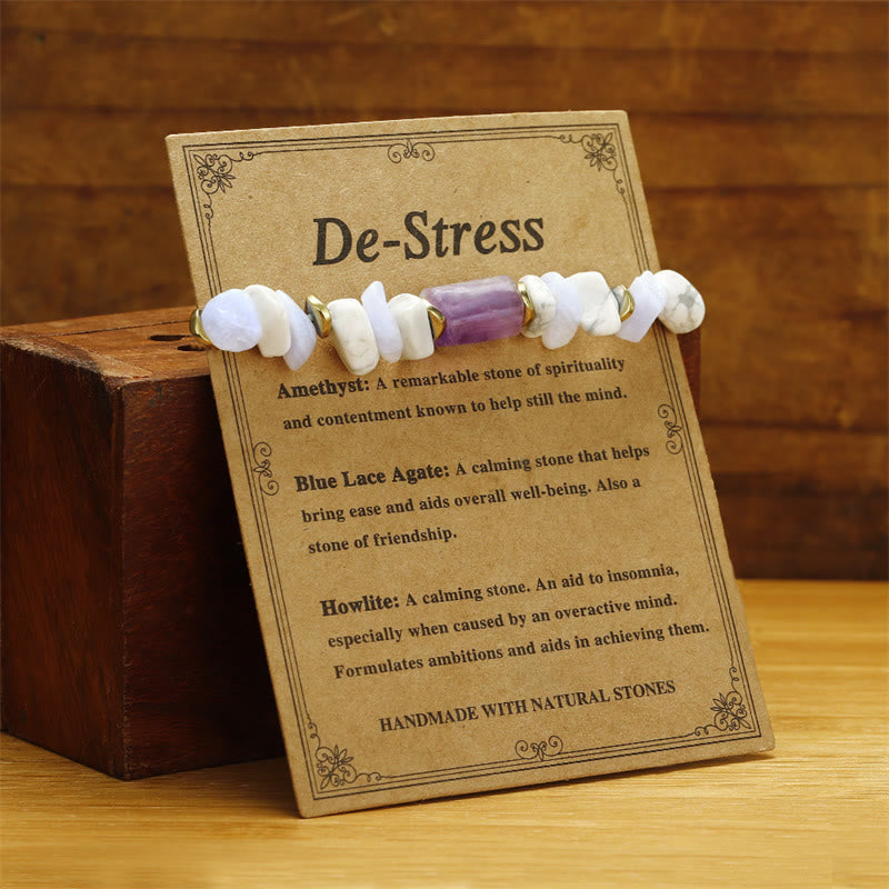 Buddha Stones De-Stress Amethyst Blaue Spitze Achat Howlith Heilung Armband
