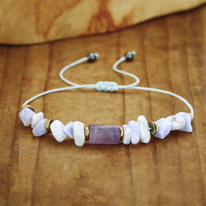 Buddha Stones De-Stress Amethyst Blaue Spitze Achat Howlith Heilung Armband