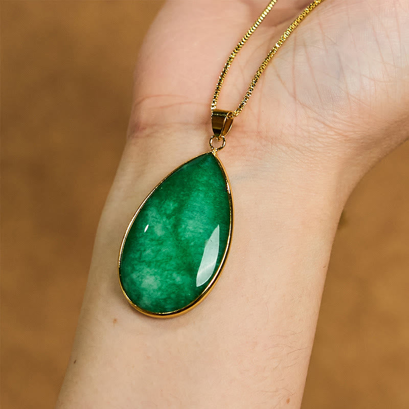 Buddha Stones Grüne Jade Wassertropfen Muster Fülle Halskette Anhänger