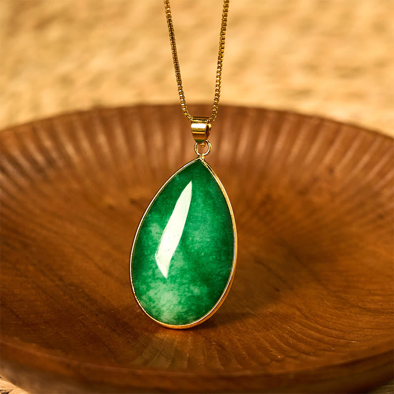 Buddha Stones Grüne Jade Wassertropfen Muster Fülle Halskette Anhänger