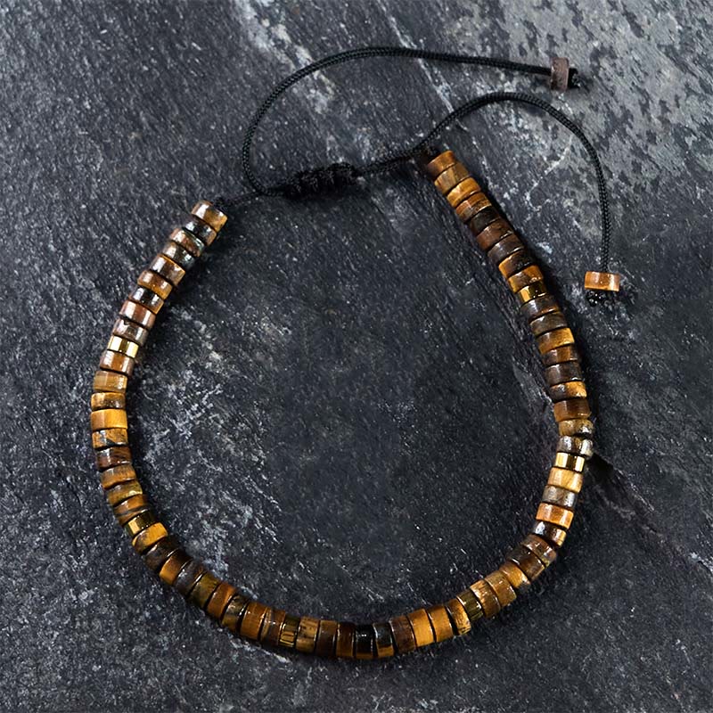 Buddha Stones Armband mit natürlichen Tigeraugen-Abstandsperlen und Mut
