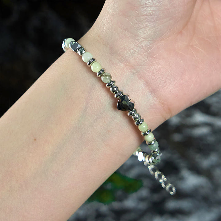 Buddha Stones Naturstein Amazonit Amethyst Lazurit Rosenquarz Herz Positive Balance Armband