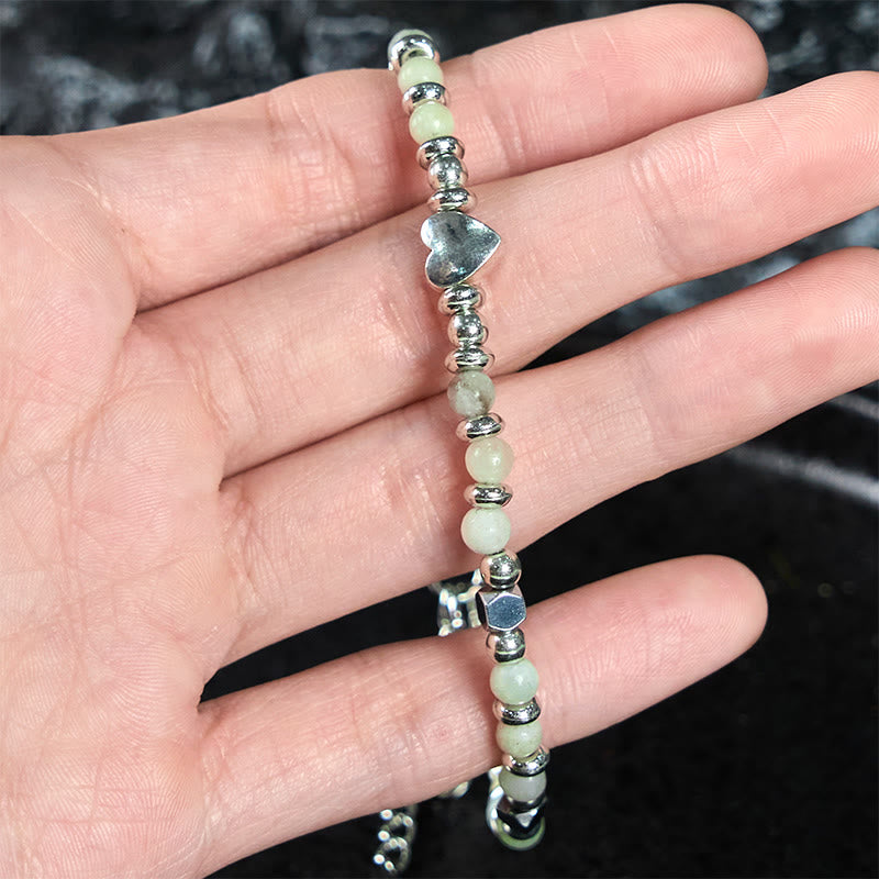 Buddha Stones Naturstein Amazonit Amethyst Lazurit Rosenquarz Herz Positive Balance Armband