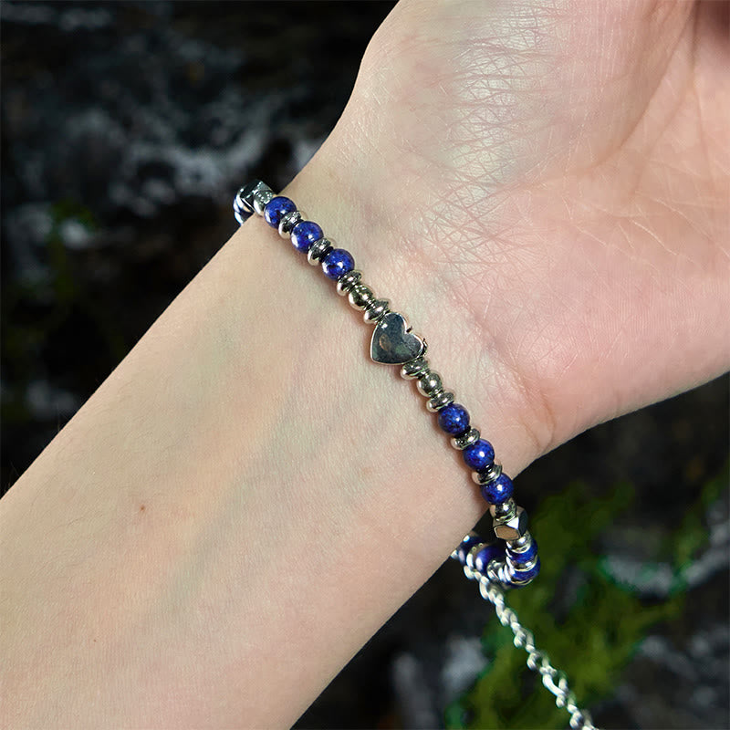 Buddha Stones Naturstein Amazonit Amethyst Lazurit Rosenquarz Herz Positive Balance Armband