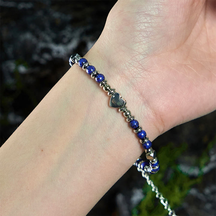 Buddha Stones Naturstein Amazonit Amethyst Lazurit Rosenquarz Herz Positive Balance Armband