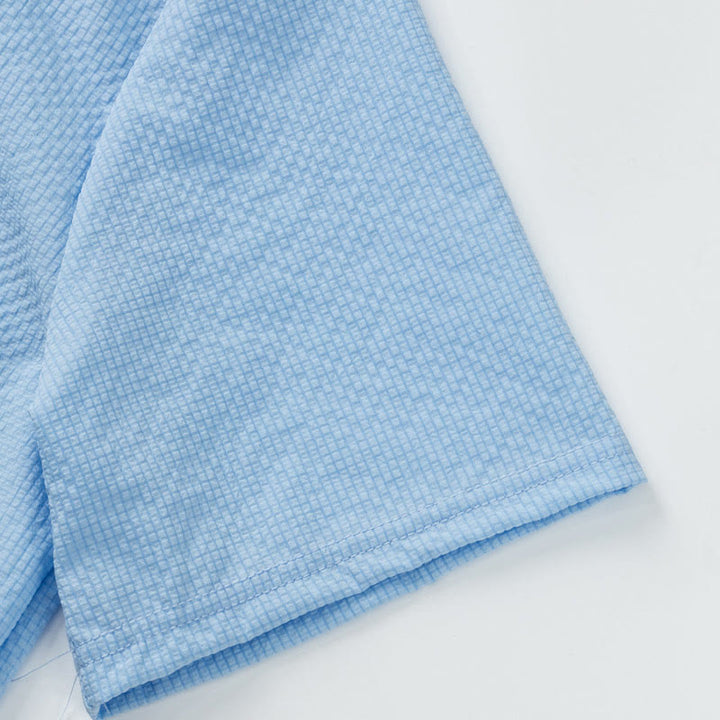 Buddha Stones Einfarbiges Polohemd mit halben Knöpfen für Herren, kurzärmelig