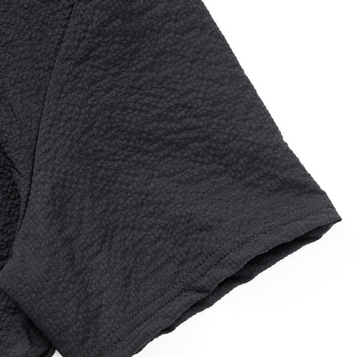 Buddha Stones Einfarbiges Polohemd mit halben Knöpfen für Herren, kurzärmelig