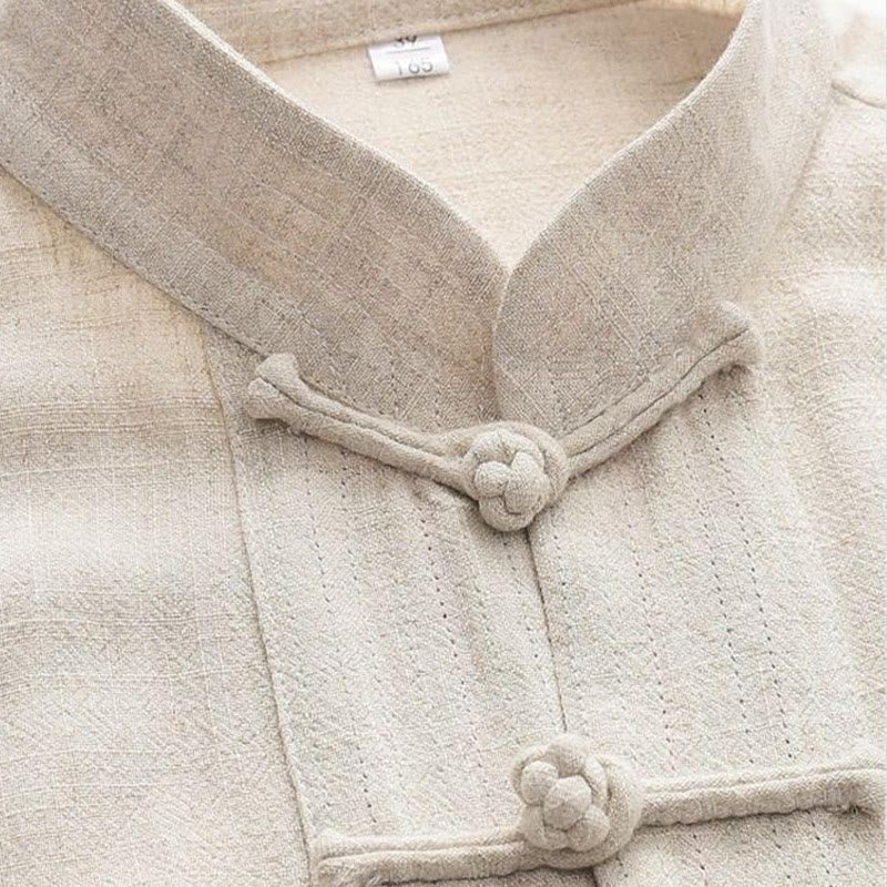 Buddha Stones 2-teiliger Tang-Anzug mit Froschknöpfen, langärmeliges Hemd und Hose, Herren-Set - image 2