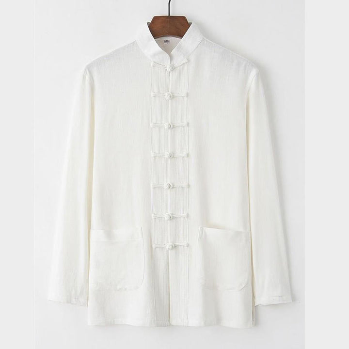 Buddha Stones 2-teiliger Tang-Anzug mit Froschknöpfen, langärmeliges Hemd und Hose, Herren-Set - image 11