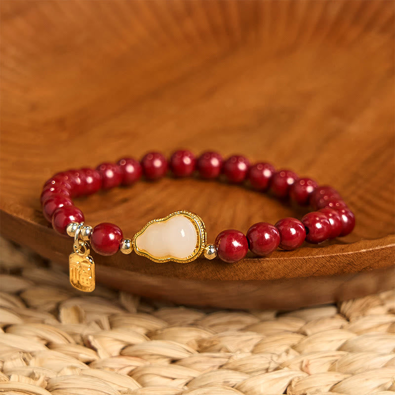 Buddha Stones Zinnober Kürbis Fu Charakter Charm Segen Armband