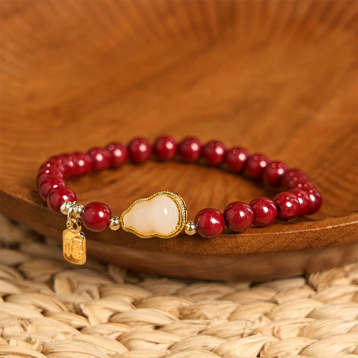 Buddha Stones Zinnober Kürbis Fu Charakter Charm Segen Armband