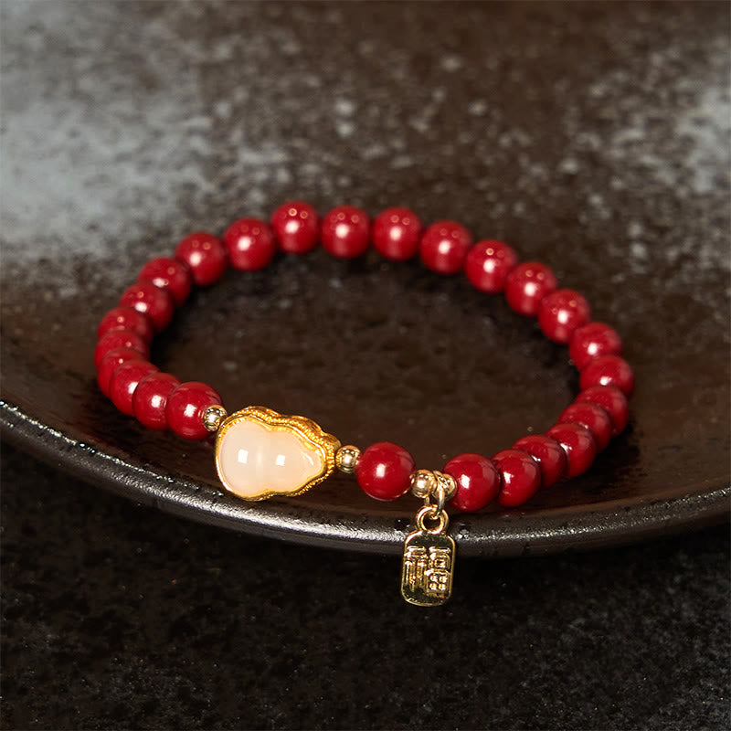 Buddha Stones Zinnober Kürbis Fu Charakter Charm Segen Armband
