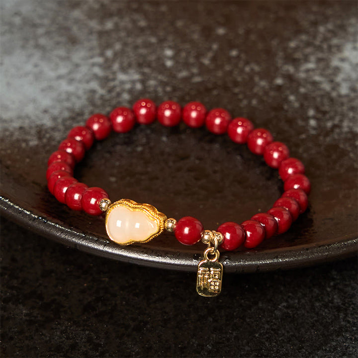 Buddha Stones Zinnober Kürbis Fu Charakter Charm Segen Armband