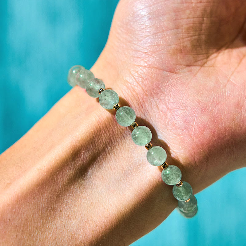 Buddha Stones Natürlicher Erdbeerquarz Grüner Erdbeerquarz Schmetterling Charm Liebesarmband