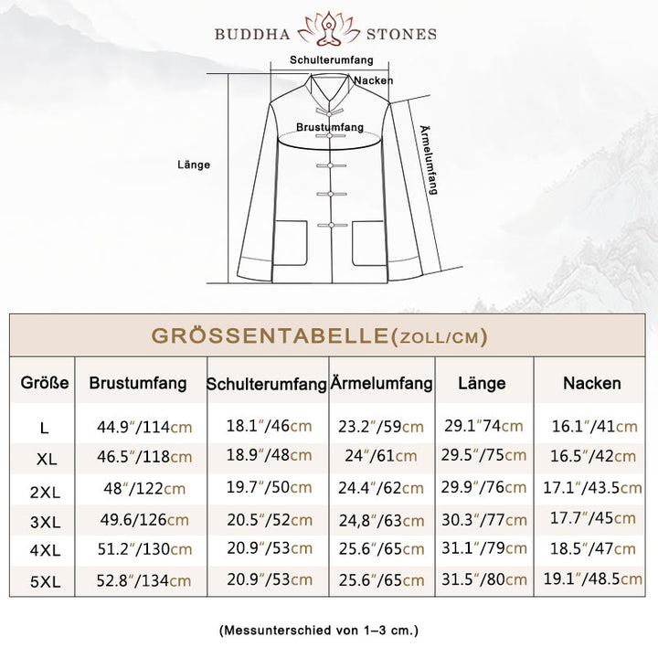 Buddha Stones 2-teiliges Herbst-Tang-Anzug-Set für Herren mit Froschknöpfen aus Baumwolle, langärmelig, Hemd und Hose - image 3