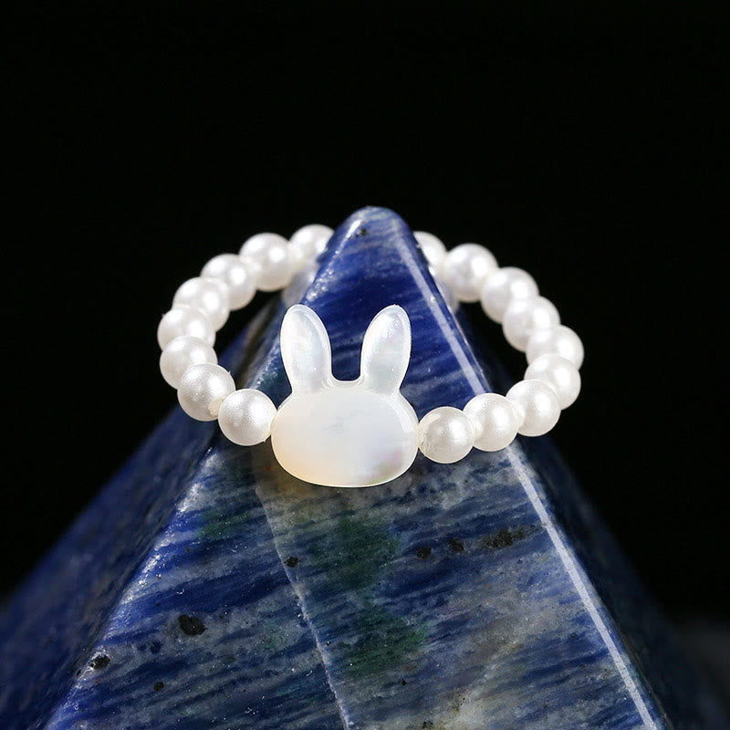 Buddha Stones, 3 mm, Tridacna-Steinperle, Kaninchen-Segen, elastischer Ring