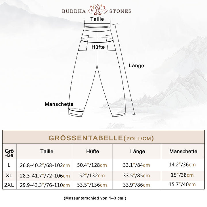 Buddha Stones Lässige, schlichte, einfarbige Leinenhose für Damen mit Taschen - image 3