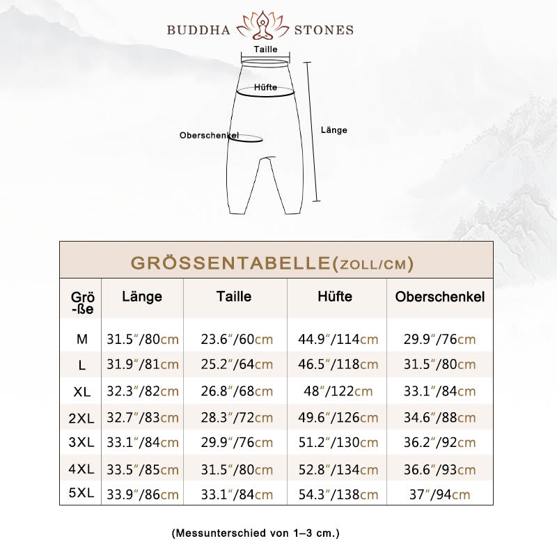 Lange, verkürzte Haremshose aus Baumwolle mit Buddha Stones, Blätter und Ranken-Print und Taschen für Herren - image 13