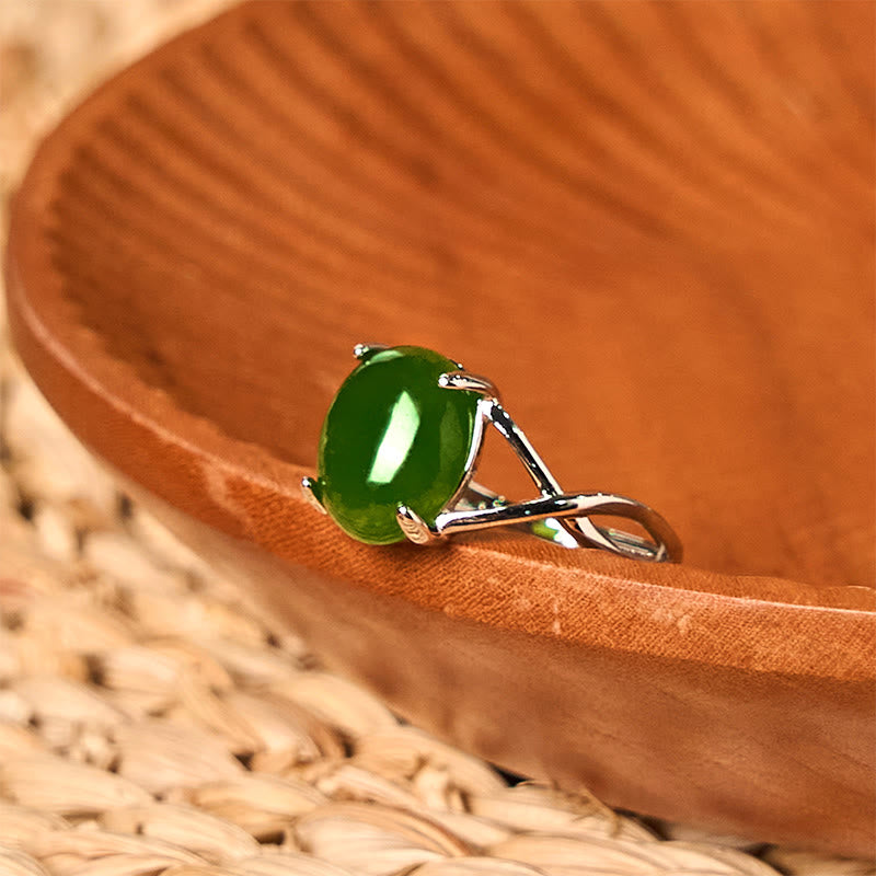 Buddha Stones Natürlicher Jade-Legierung Verstellbarer Schnallen-Füllring