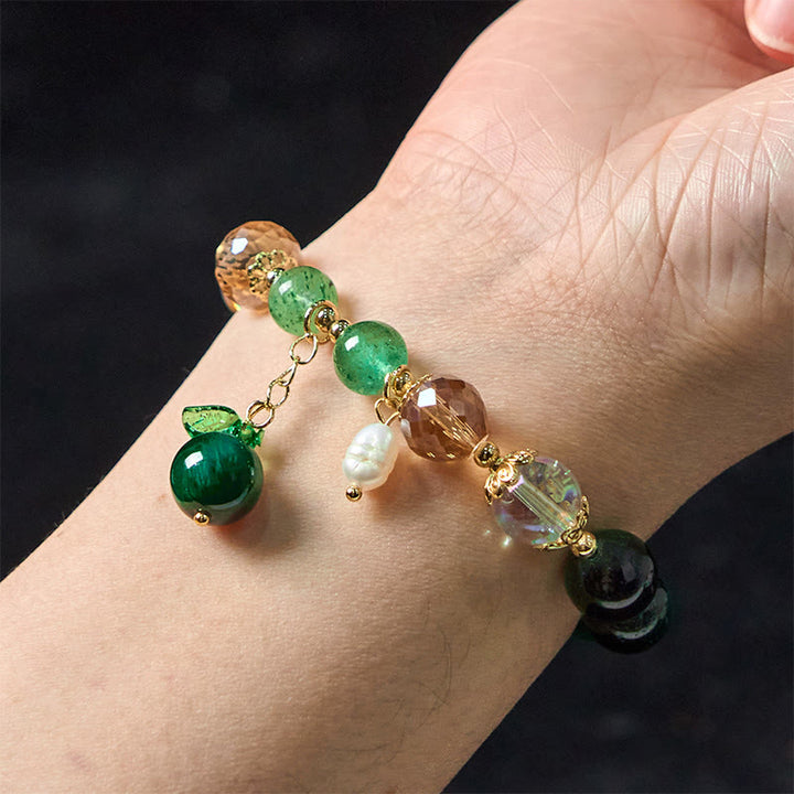 Buddha Stones Natürliche grüne Tigerauge Perlen Grünes Blatt Positives Armband