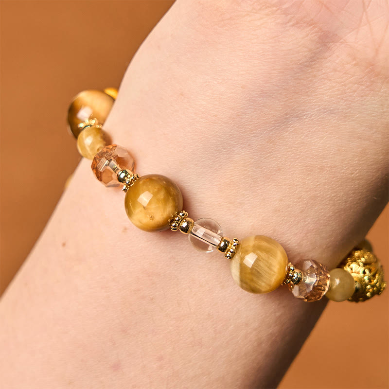 Buddha Stones Armband mit natürlichen Tigeraugen-Perlen, Gewicht und Stärke