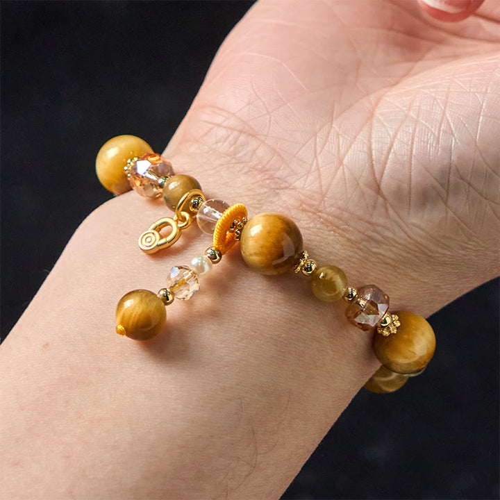 Buddha Stones Armband mit natürlichen Tigeraugen-Perlen, Gewicht und Stärke