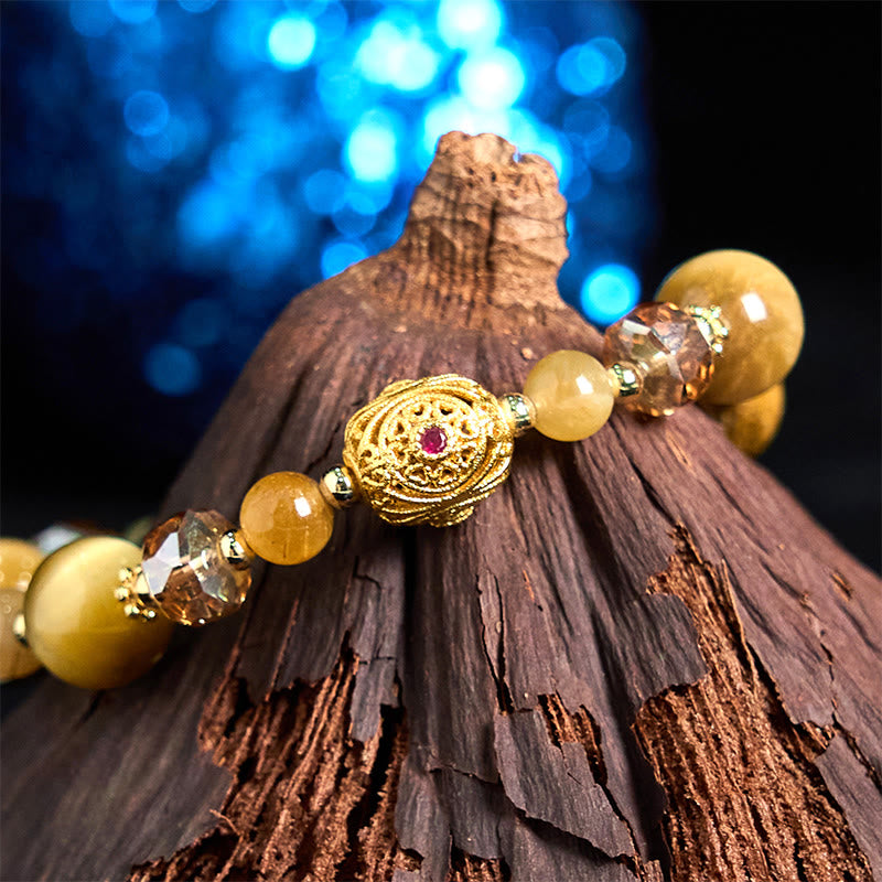 Buddha Stones Armband mit natürlichen Tigeraugen-Perlen, Gewicht und Stärke