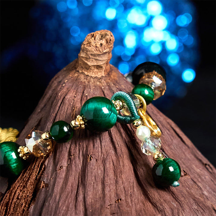 Buddha Stones Armband mit natürlichen roten Tigeraugen und grünen Tigeraugenperlen, Gewichtsausgleich