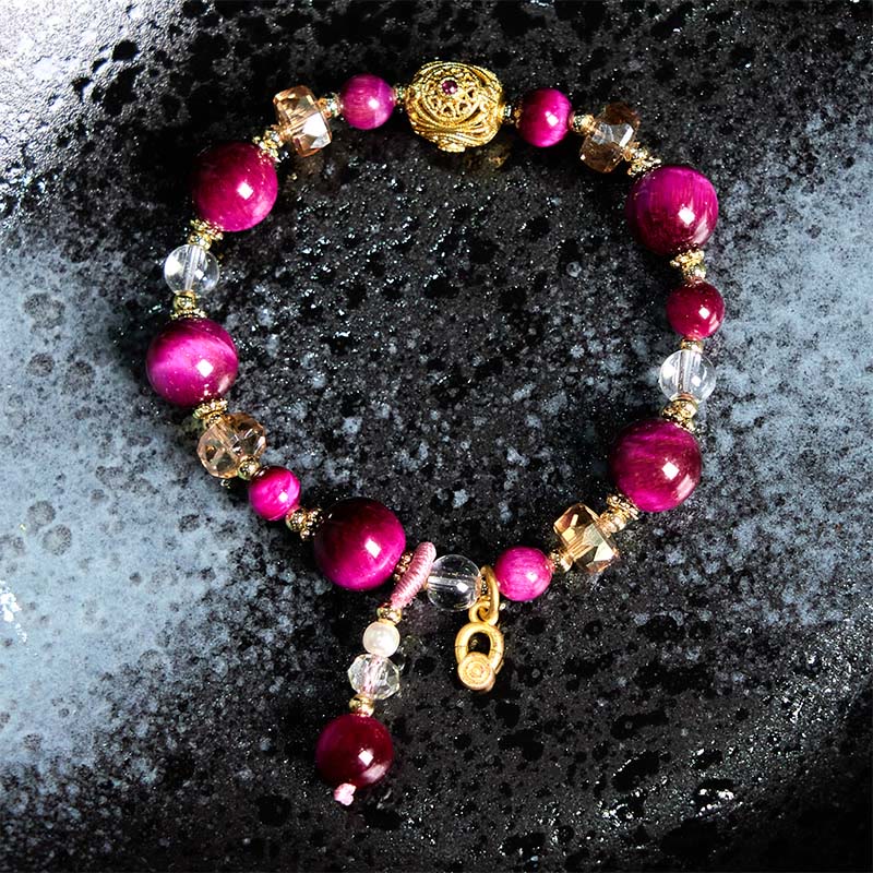 Buddha Stones Armband mit natürlichen roten Tigeraugen und grünen Tigeraugenperlen, Gewichtsausgleich