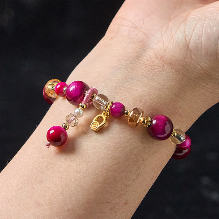 Buddha Stones Armband mit natürlichen roten Tigeraugen und grünen Tigeraugenperlen, Gewichtsausgleich