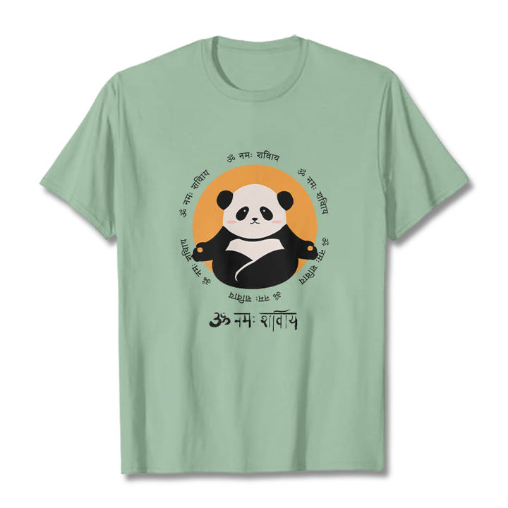 Buddha Stones Panda Sanskrit Namah Shivaya T-Shirt - Blassgrün - 2XL - image 15