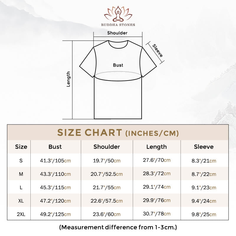 Buddha Stones Casual Om Symbol Lotusblumenmuster Baumwoll-T-Shirt - image 3