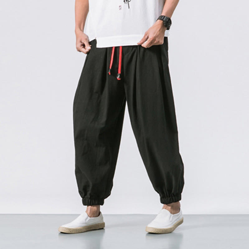Buddha Stones Casual Sports Herren Einfarbige Baumwollhose mit Kordelzug und Taschen - image 3