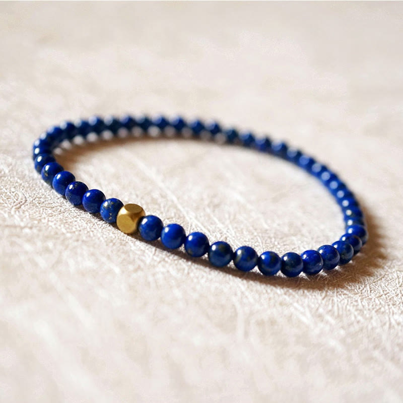 Buddha Stones 4 mm ultradünnes Lazurite-Perlen-Selbstpflegearmband