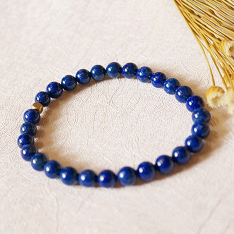 Buddha Stones 4 mm ultradünnes Lazurite-Perlen-Selbstpflegearmband