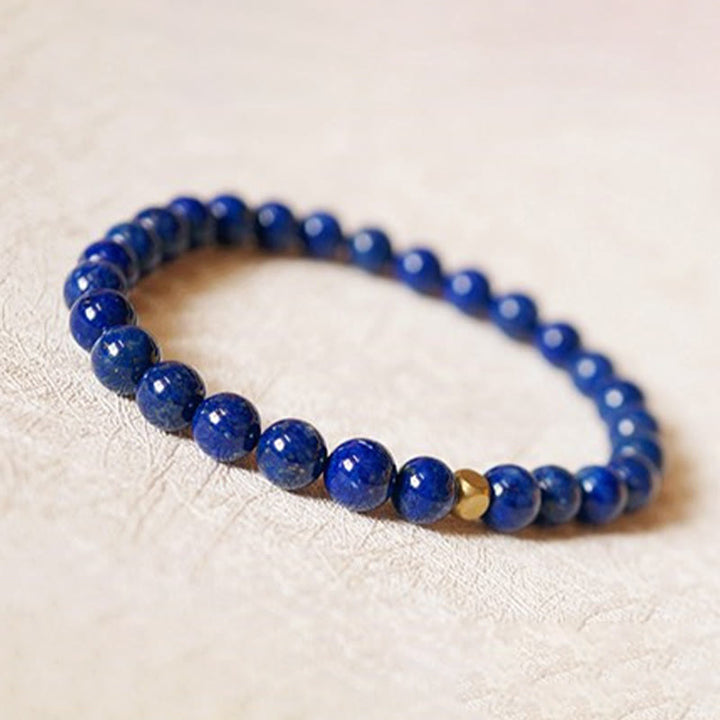 Buddha Stones 4 mm ultradünnes Lazurite-Perlen-Selbstpflegearmband