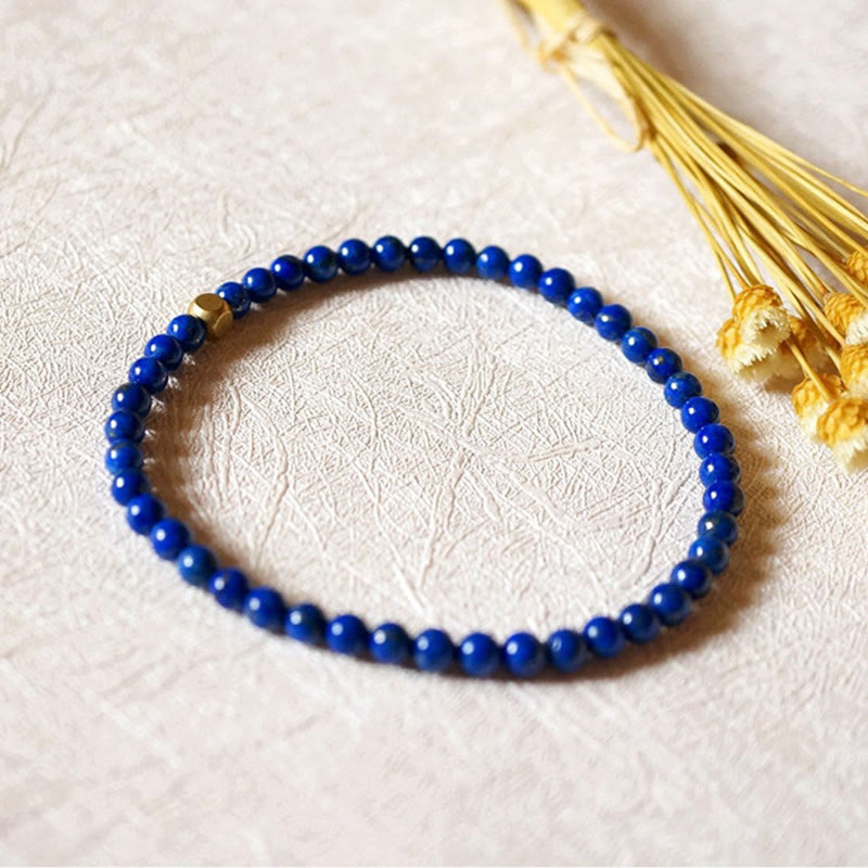 Buddha Stones 4 mm ultradünnes Lazurite-Perlen-Selbstpflegearmband
