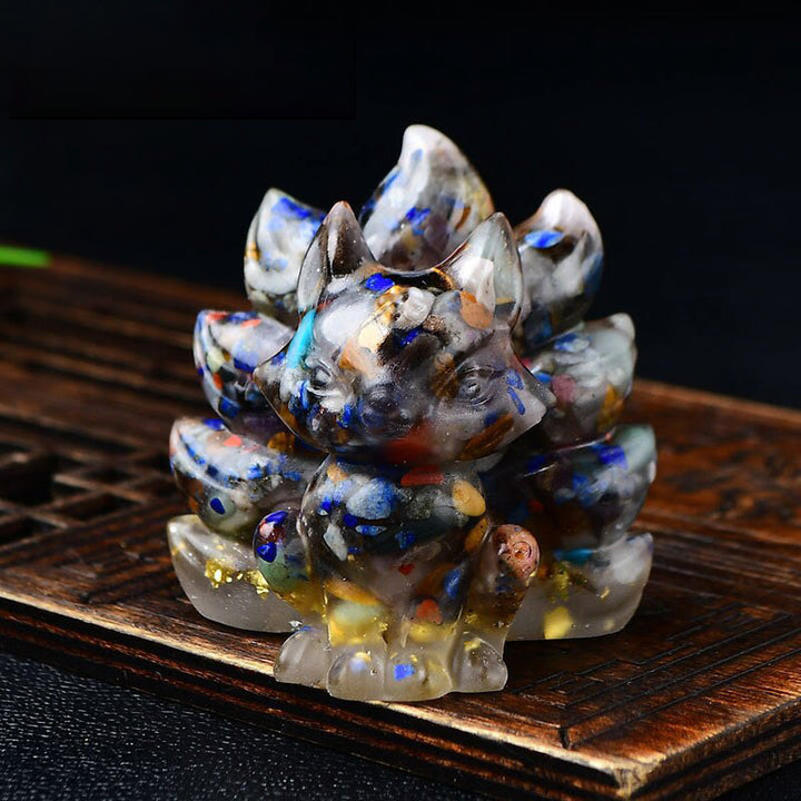 Buddha Stones, natürliche verschiedene Kristalle, Erdbeerquarz, Amethyst, neunschwänziger Fuchs, Schutz, Heimdekoration