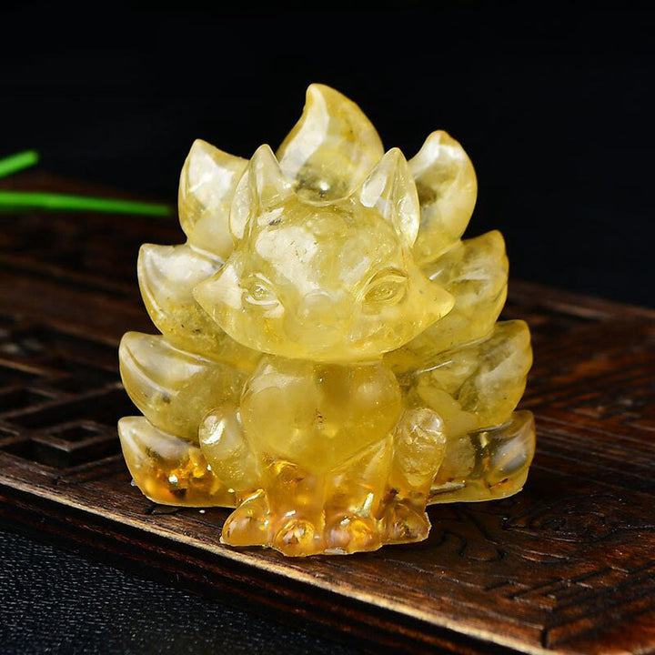 Buddha Stones, natürliche verschiedene Kristalle, Erdbeerquarz, Amethyst, neunschwänziger Fuchs, Schutz, Heimdekoration