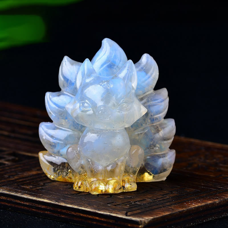 Buddha Stones, natürliche verschiedene Kristalle, Erdbeerquarz, Amethyst, neunschwänziger Fuchs, Schutz, Heimdekoration